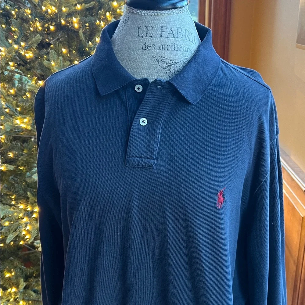 Polo Ralph Lauren Men's Classic Navy Blue long sleeve shirt XXL custom fit